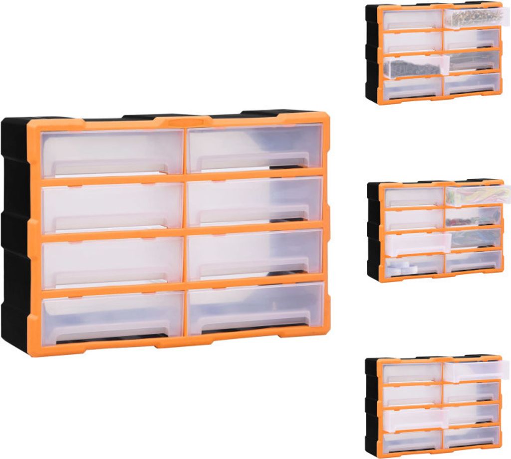 vidaXL Multi-Schubladen-Organizer 8 große Schubladen 52x16x37 cm - Werkzeugkästen