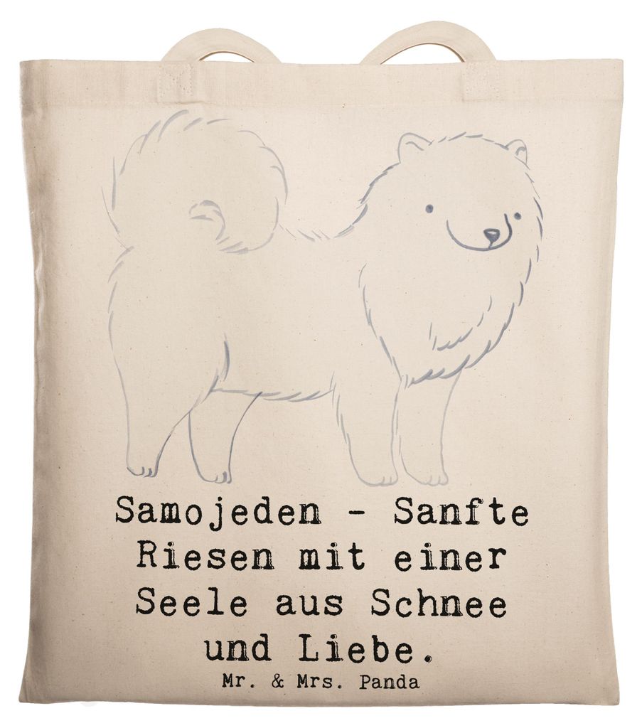Mr. & Mrs. Panda Tote Bag Samojede Liebe - Transparent - Geschenk, körperliche Auslastung, Hunde, Hunderassen Vielfalt, regelmäßiges Bürsten, T...