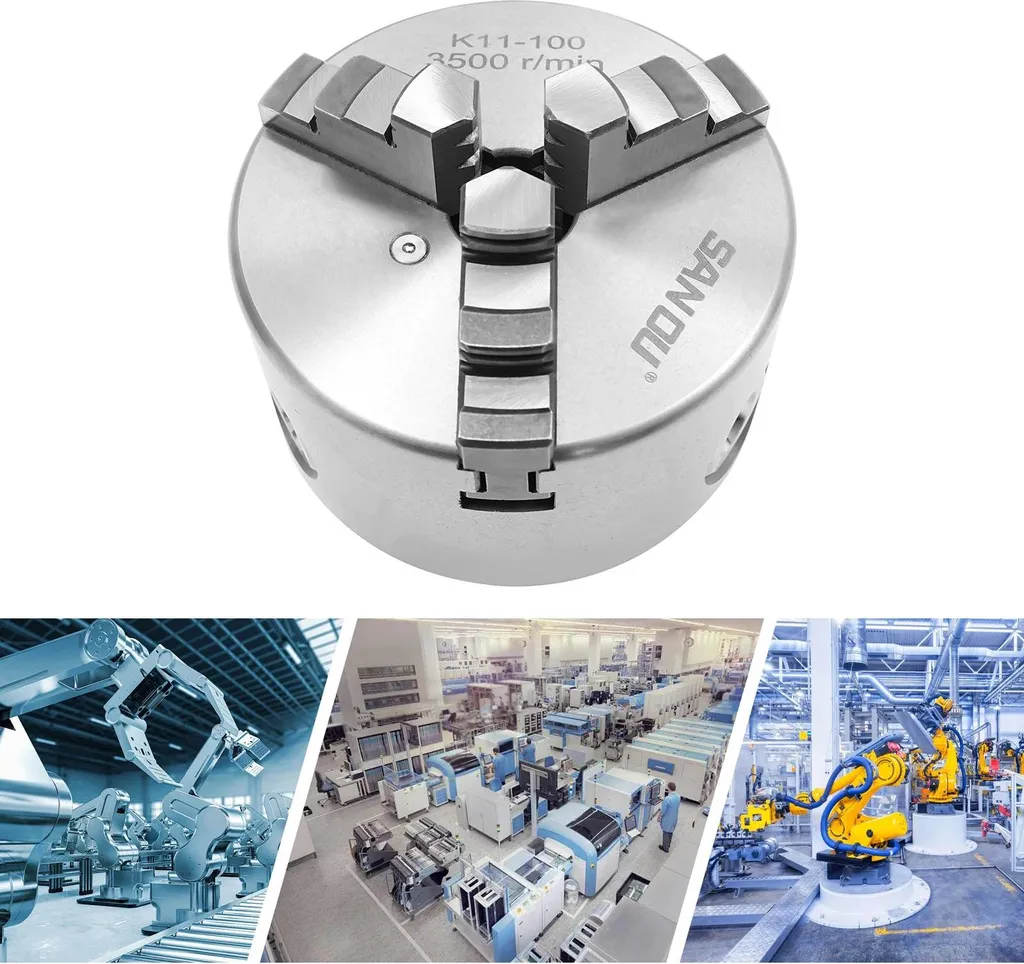 Mandrino - 3 ganasce autocentrante - 80 mm - Manuale - Per CNC e macchine utensili - Argento - 3