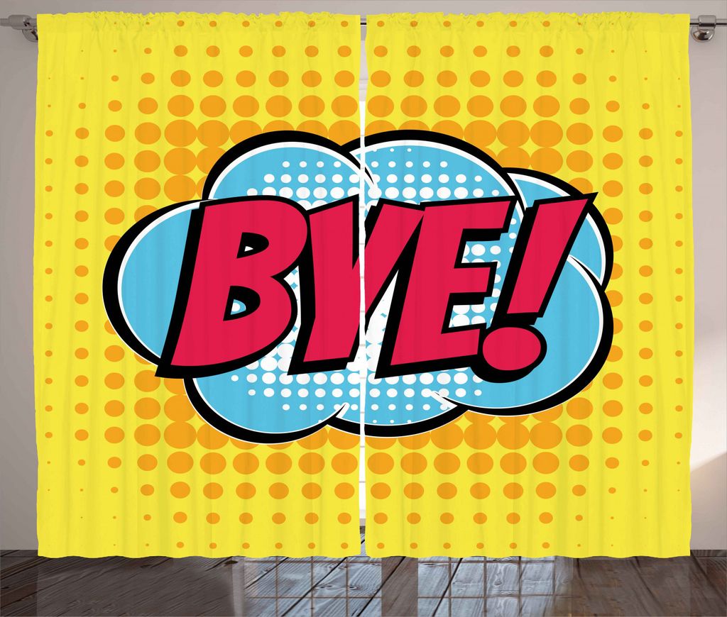 ABAKUHAUS Spaß Rustikaler Gardine, Comic Text, Schlafzimmer Kräuselband Vorhang mit Schlaufen und Haken, 280 x 245 cm, Pale Blue Hot Pink