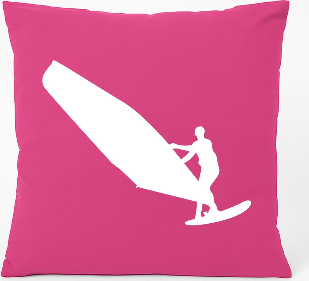 Huuraa Kissen Windsurfen Silhouette 40x40cm mit Füllung Fuchsia Baumwolle Dekokissen Geschenkidee
