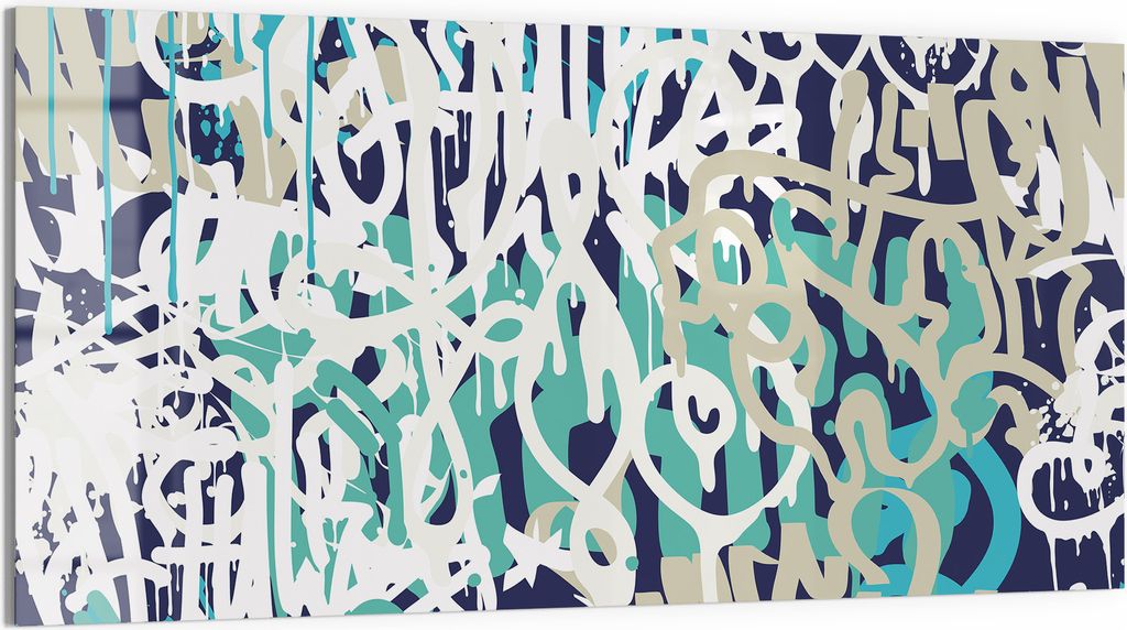 DEQORI Magnettafel Glas 100x50 cm 'Kalligrafie Chaos' beschreibbar Whiteboard Küche