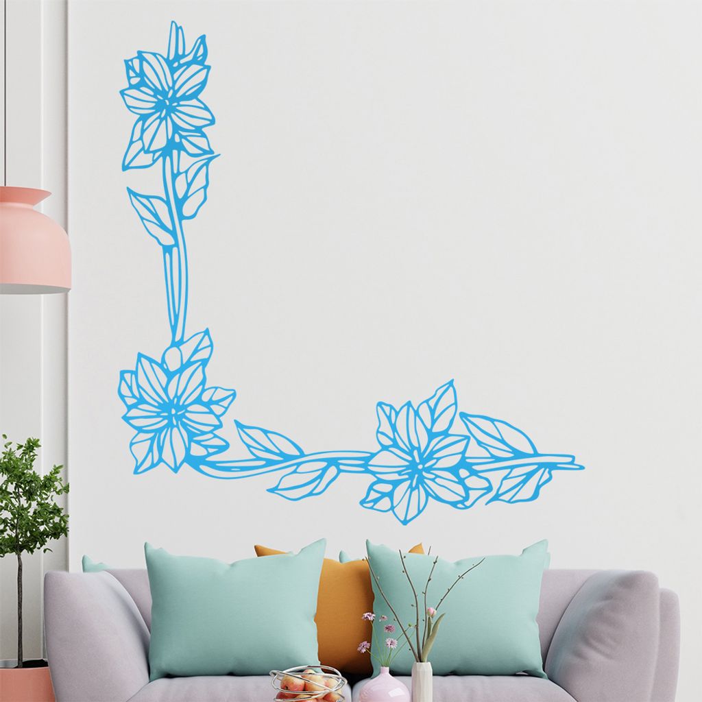 Blumen - Ranken Wandtattoo in 6 Größen - Wandaufkleber Wall Sticker - Dekoration, Küche, Wohnzimmer, Schlafzimmer, Badezimmer