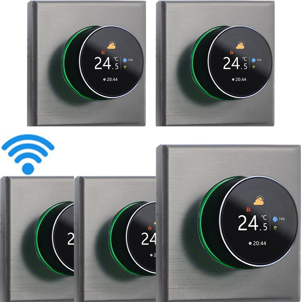 5X WIFI Smart Thermostat, Digital LCD Raumthermostat Farbbildschirm Wandthermostat Fussbodenheizung fuer 3A Warmwasserbereitung mit Hintergrundbele...