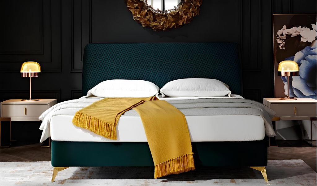 Bett 180x200cm Textil Schlafzimmer Möbel Luxury Moderne Betten Design Bett Samt