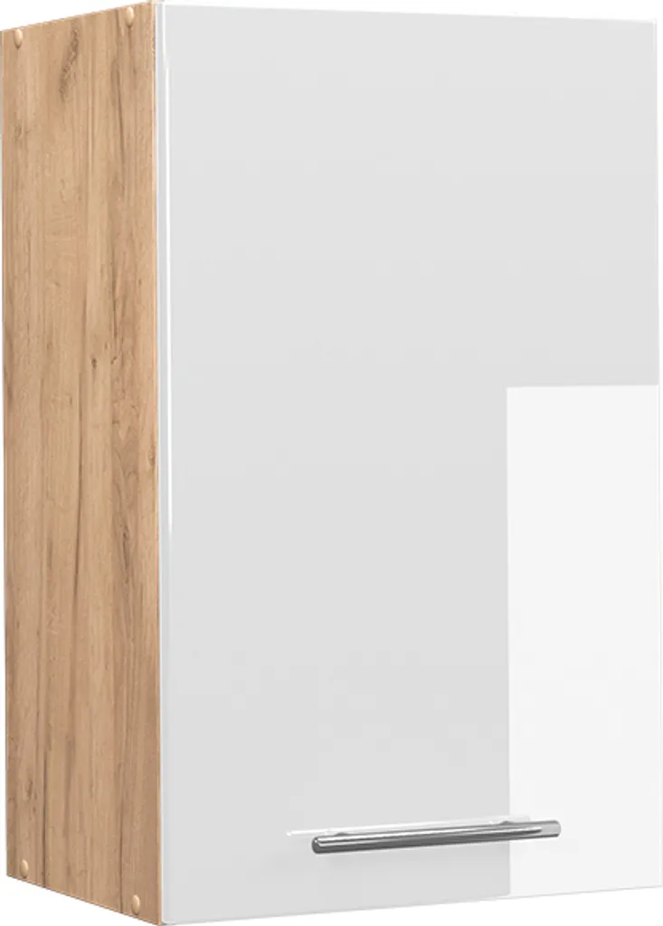 Vicco pensile da cucina Fame-Line, 45 cm, Bianco lucido/Quercia dorata