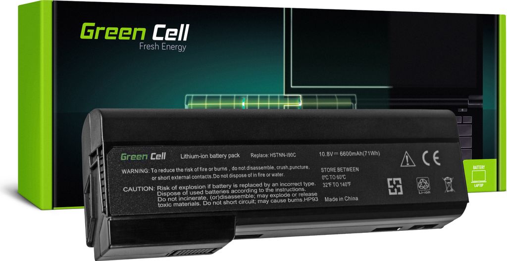 Green Cell Extended Serie CC06 CC06XL CC09 Laptop Akku für HP EliteBook 8460p 8460w 8470p 8470w 8560p 8560w 8570p (9 Zellen 6600mAh 10.8V Schwarz)