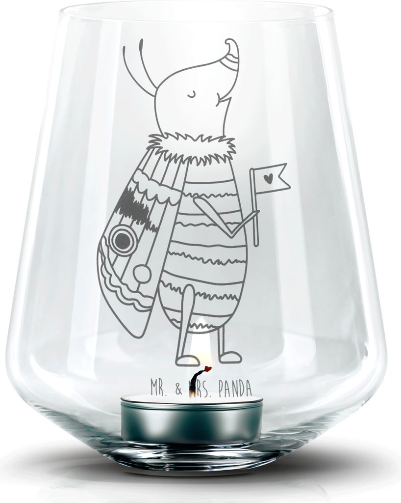 Mr. & Mrs. Panda Laterne Nachtfalter Fähnchen - Transparent - Geschenk, Lustige Sprüche, Käfer, Spruch Witzig, Süß, gravur glas, Teelichthalte...