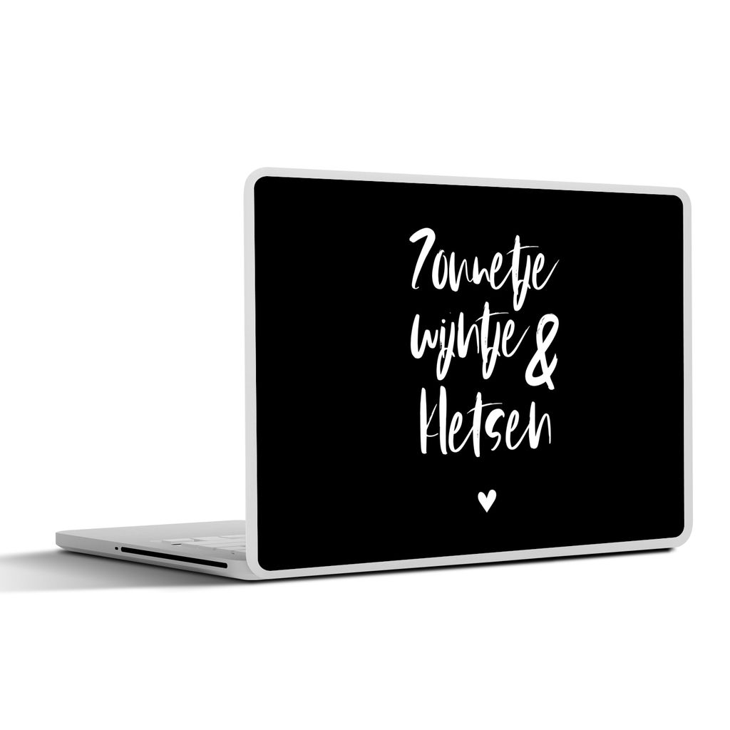 MuchoWow Laptop Aufkleber Sticker Cover Zitate - Sonnenschein, Wein & Gespräch - Text - Wein - Sommer 40x30 cm - Laptop Dekoration - Selbstklebend