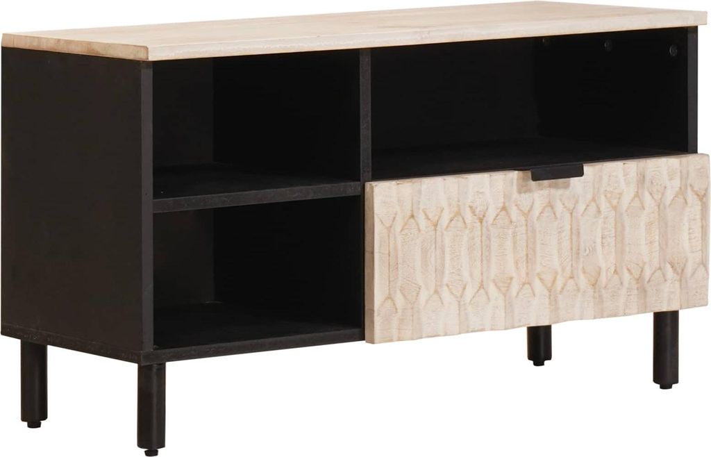 TV-Schränk Weiße gewaschene Oberfläche 80 x 33 x 46 cm