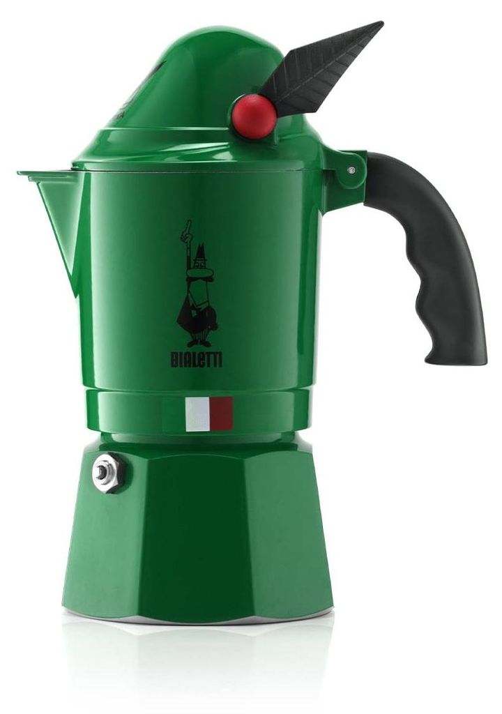 Bialetti - Express Alpina: Ikonische Espressomaschine für die Herdplatte, Moka-Kanne für 3 Tassen (130 ml), Aluminium, Grün