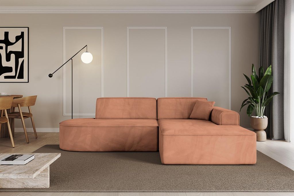ALTDECOR Ecksofa in L-Form IREA-L1-v3 232x165x77 cm Apricot Corner Sofa Eckcouch Couch Wohnlandschaft Cauchsofa