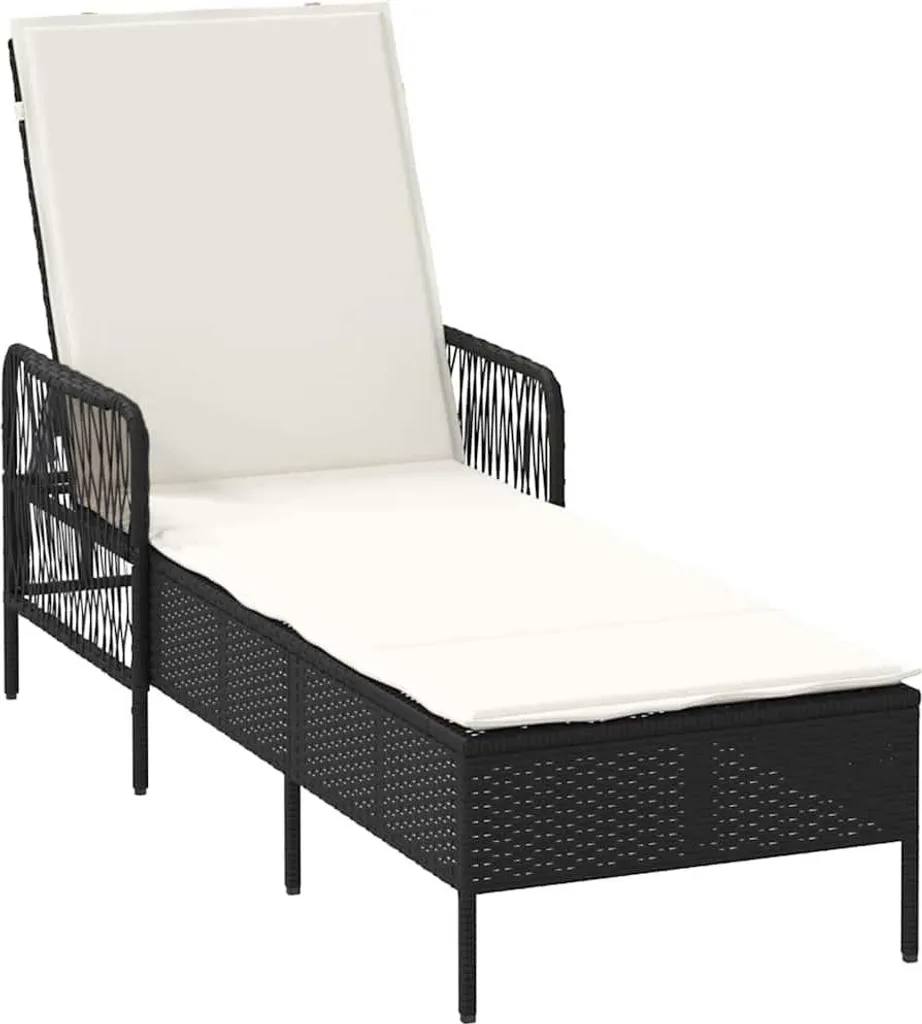 vidaXL Lettino Prendisole con Cuscino Nero 157x55x92 cm | Shop Online