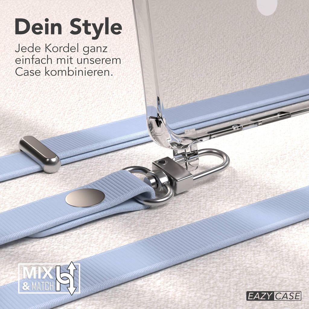 EAZY CASE MagSafe Handyhülle mit Crossbody Handykette für Samsung Galaxy S25 Edge, Magnetisches Band, 1-1,90m verstellbar in Blau