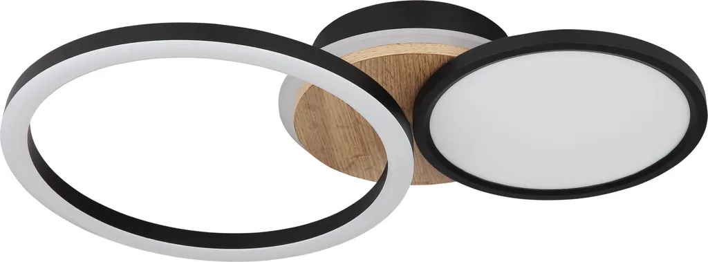Lampada Soffitto LED Globo 28W 3000K | Metallo Nero e Legno Dark