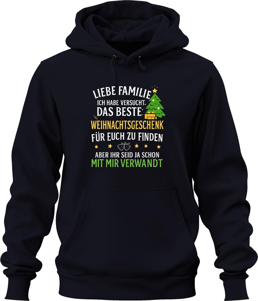 Liebe Familie bestes Weihnachtsgeschenk lustig verwandt Spruch Uni Hoodie Kapuzenpullover, Navy, 3XL