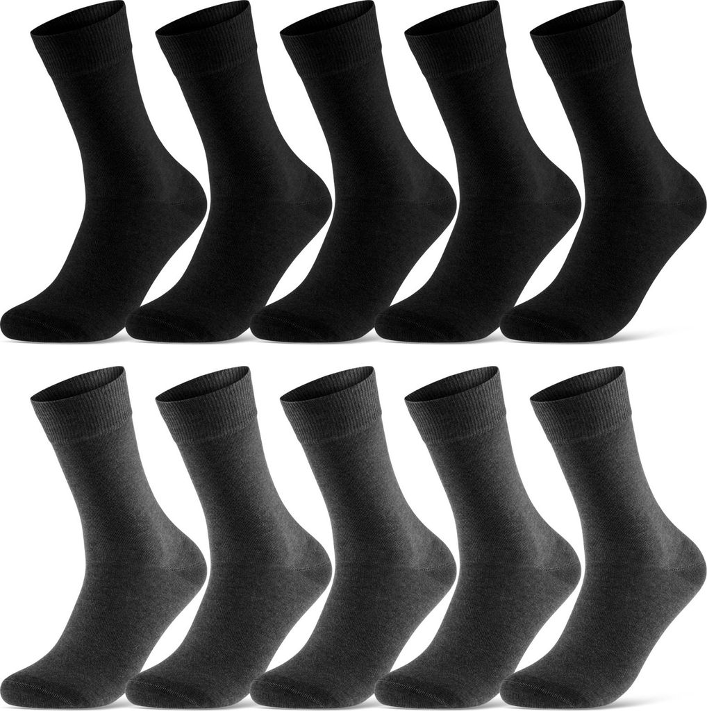 10 Paar Socken Herren & Damen Socken mit Komfortbund Business Socken Baumwolle (Basicline) - 70201T Schwarz/Grau 43-46