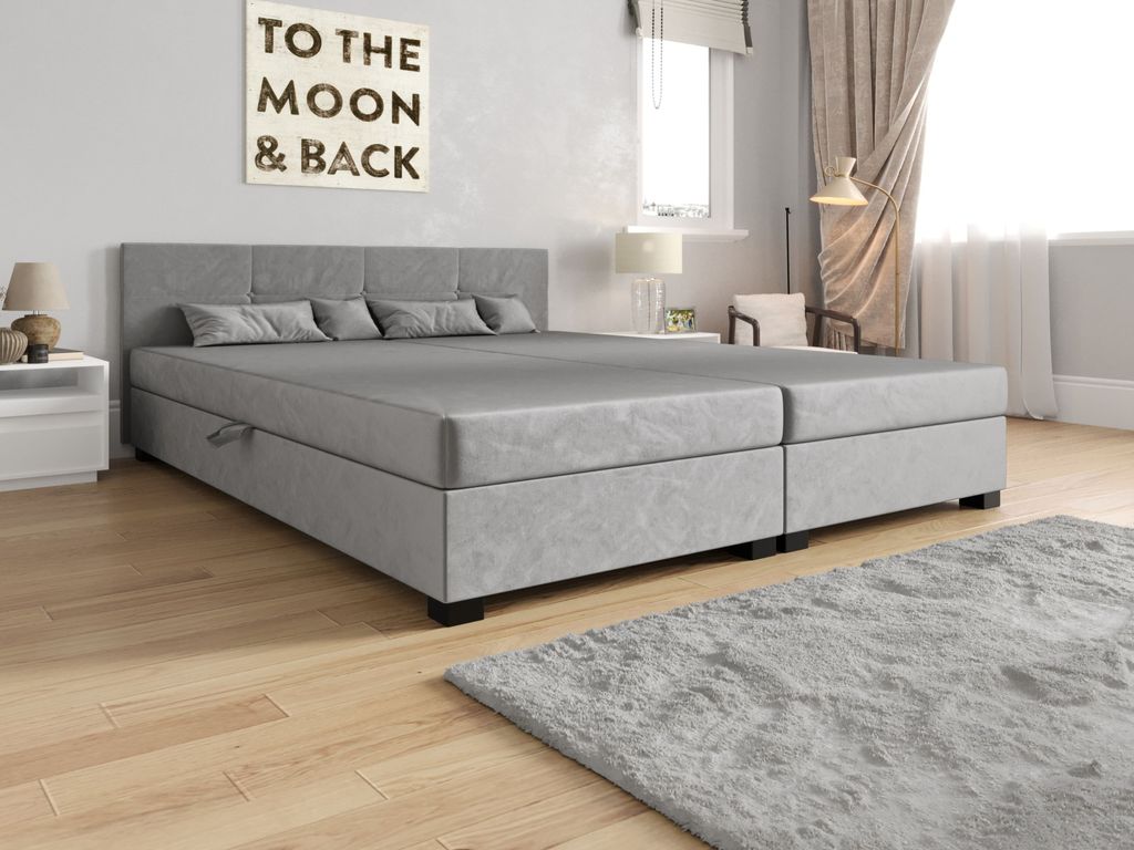 Amerikanisches Bett mit Stauraum 160x200 ROSIE 16 - hellgrau