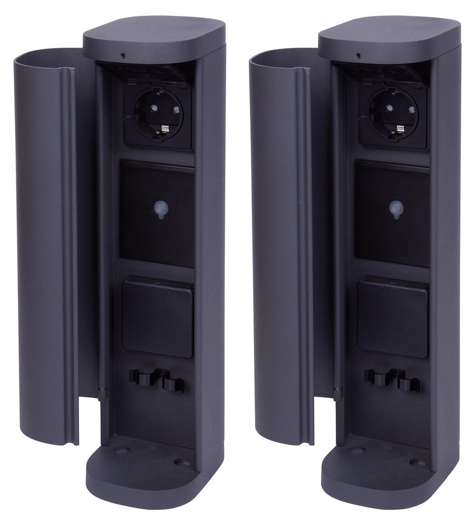 Novatool 2x tuinstekker, draadloos, 3-voudig, antraciet, Productafbeelding 