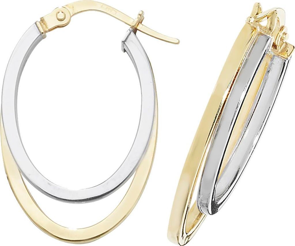 9 Karat (375) Bicolor Gold Damen - Creolen / Ohrringe - 22mm*3mm; TRS16013
