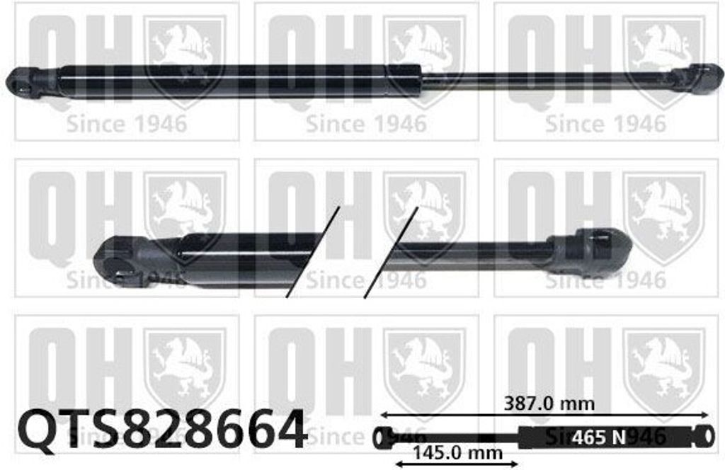 QUINTON HAZELL QTS828664 Gasfeder Heckklappendämpfer für CITROËN C6 (TD) 387mm
