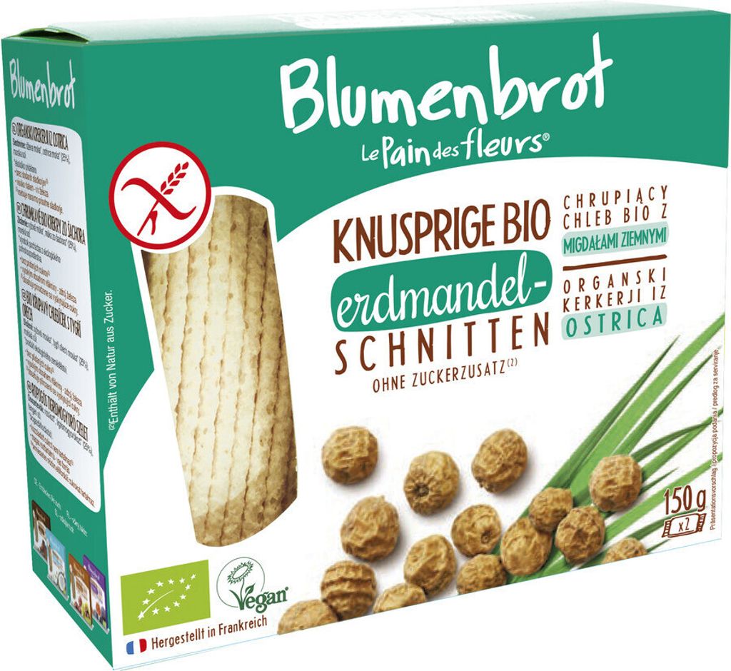 Le Pain Des Fleurs Blumenbrot Erdmandel-Schnitten 150 g, Reiscracker, 150 g, Rechteck, 395 kcal, 1666 kJ, Box
