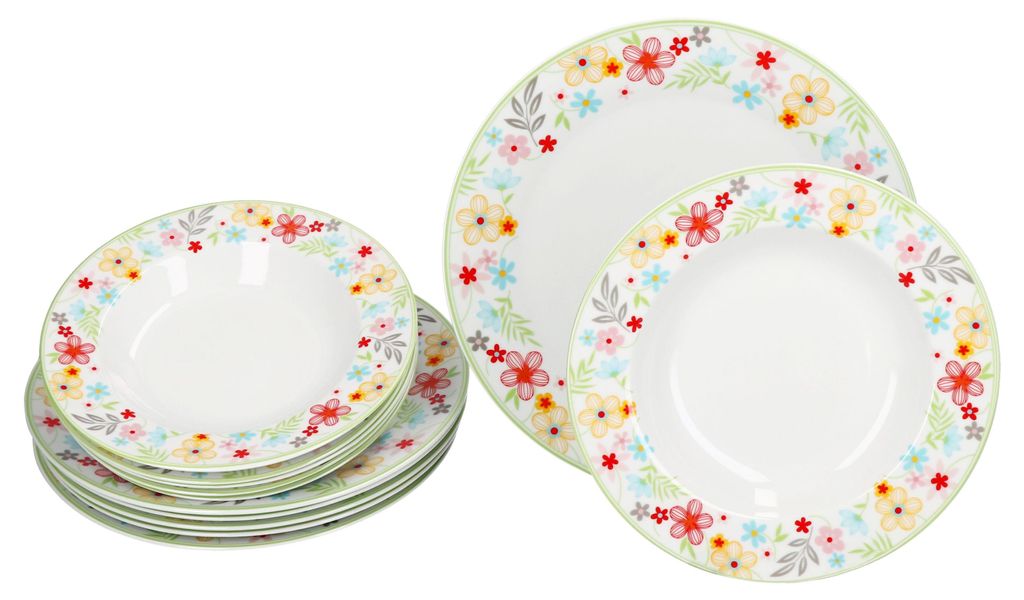 12tlg Tafelservice Variant Blümchen Porzellan 6 Pers. Produktbild 