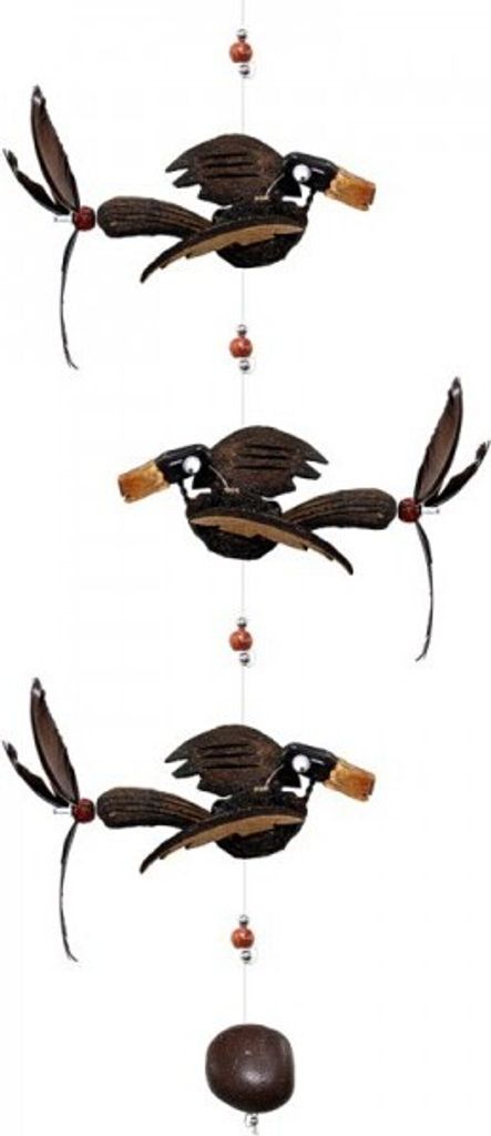 Windspiel Mobile 3 Vögel aus Holz, Länge ca. 81 cm Produktbild 