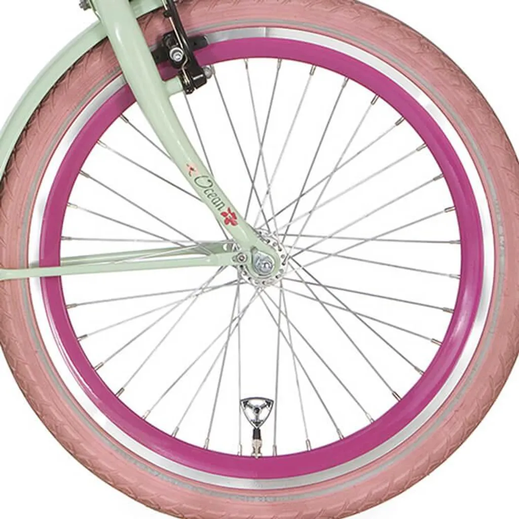 Roue avant de vélo enfant 20 pouces Alpina J19DB rose avec rayons