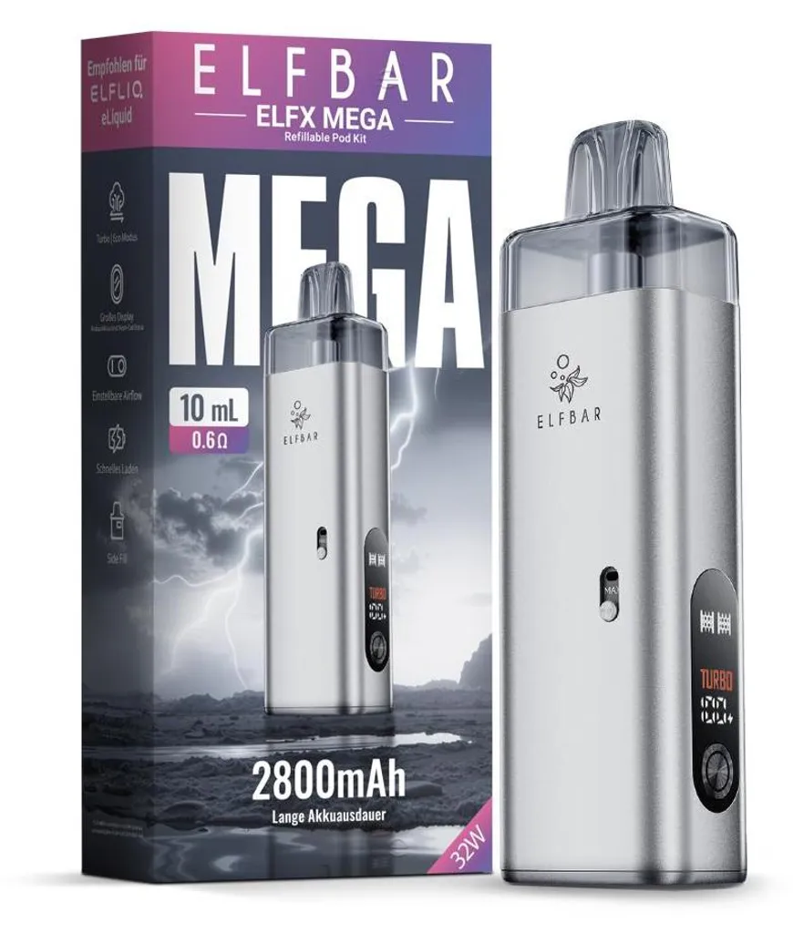 ELFBAR ELFX MEGA Argento: La Compagna di Viaggio con Batteria Infinita