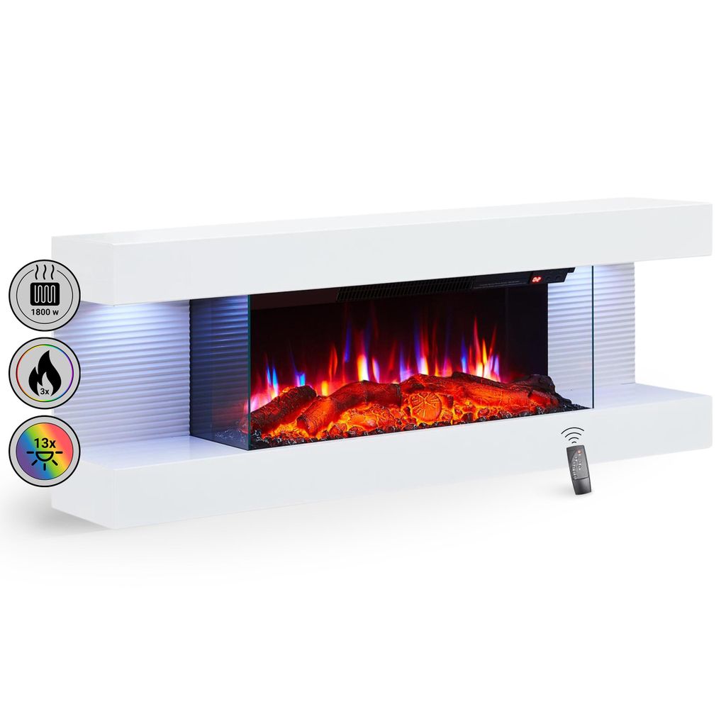 Elektrický krb BALDERIA Lumina – nástenný krb – biely Obrázok produktu 