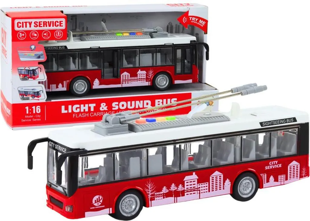 Jouet trolleybus articulé 1/16 bus urbain lumineux pour jeune enfant
