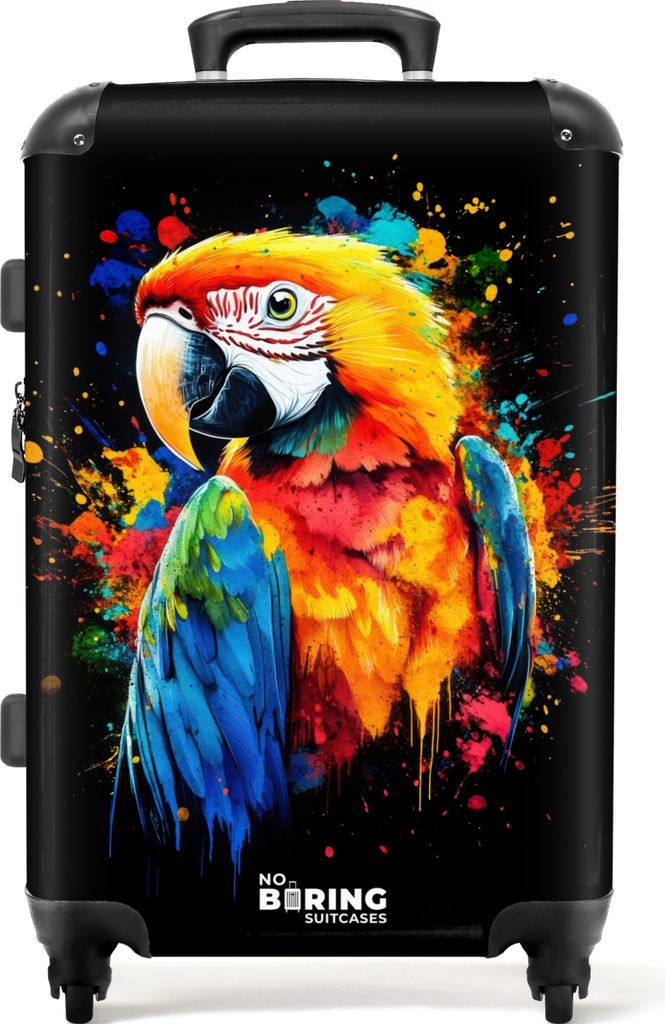 NoBoringSuitcases.com Großer Koffer - Bunter Papagei mit Graffiti - Kombinationsschloss TSA - Hartschalen Trolley 4 Rollen - 72 liter - Reisekof...