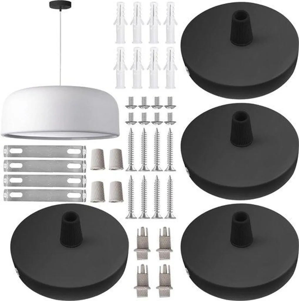 Pavillon de plafond noir 80 mm en métal pour lampe et suspension DIY