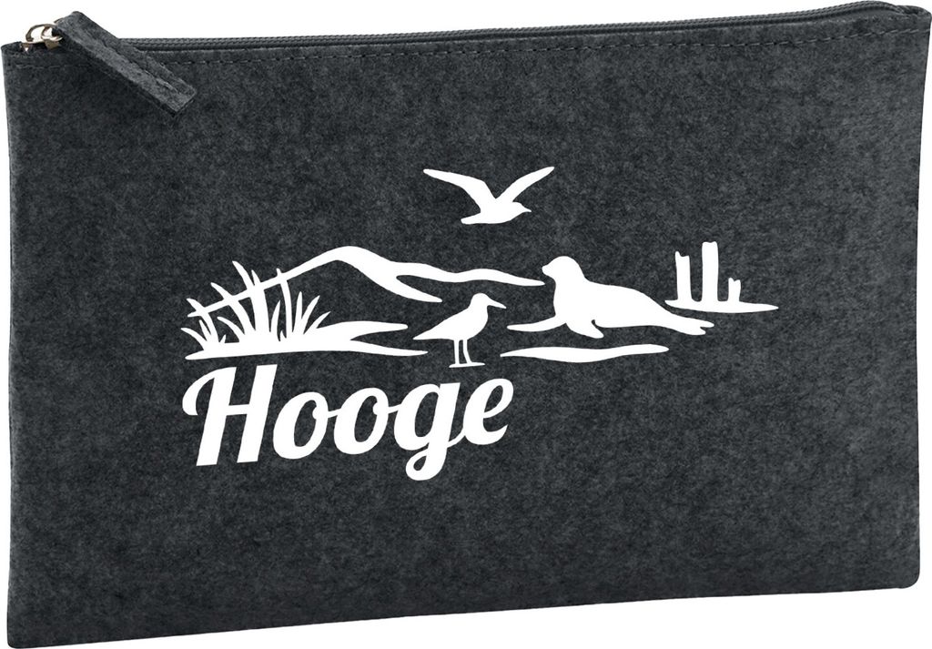 Huuraa Kulturbeutel Hooge Strandmotiv 1 Liter Charcoal Filz Kosmetiktasche Geschenkidee