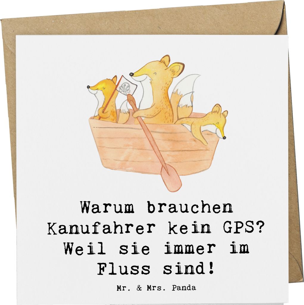 Mr. & Mrs. Panda Grußkarte Kanu Lebensweg - Weiß - Geschenk, Paddeln, Sportler, anlasskarte, Fluss, Abenteuer, faltkarte, Kanufahren, Glückwunsc...