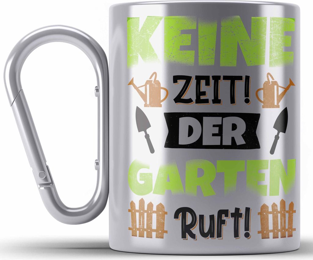 Trendation - Gärtner Edelstahl Tasse Karabiner Geschenk Spruch Garten Becher Karabiner Edelstahl Tasse Karabiner Edelstahl für Hobbygärtner Gart...