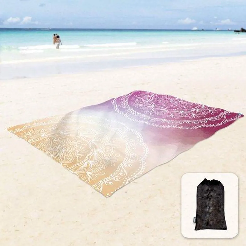 Couverture de Plage Anti-Vent et Sable Mandala 215x183 cm XXL Douce