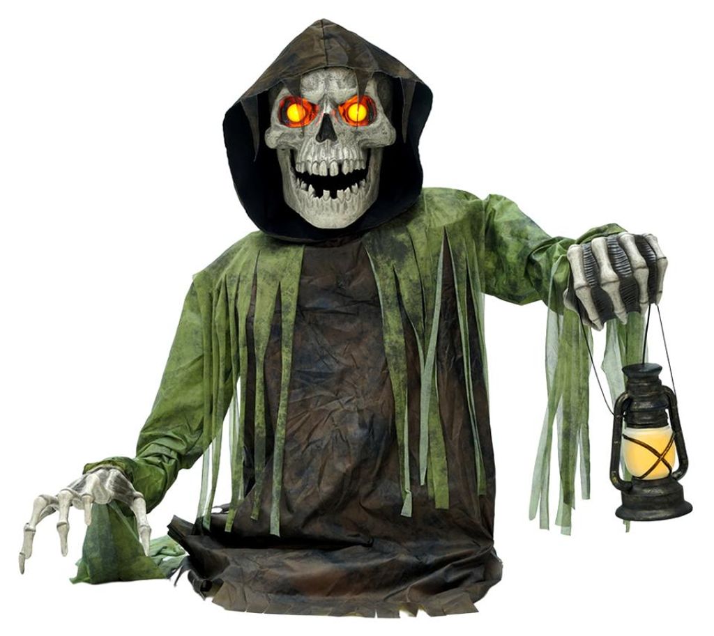 Gigantisches Skelett Groundbreaker Animatronic 147cm – Halloween Figur mit Bewegung, Sound & Licht – Horror Dekofigur für den Innenbereich