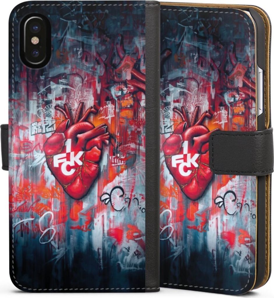DeinDesign Klapphülle für Apple iPhone Xs Handytasche Lederhülle Tasche 1. FC Kaiserslautern 1. FCK Herz