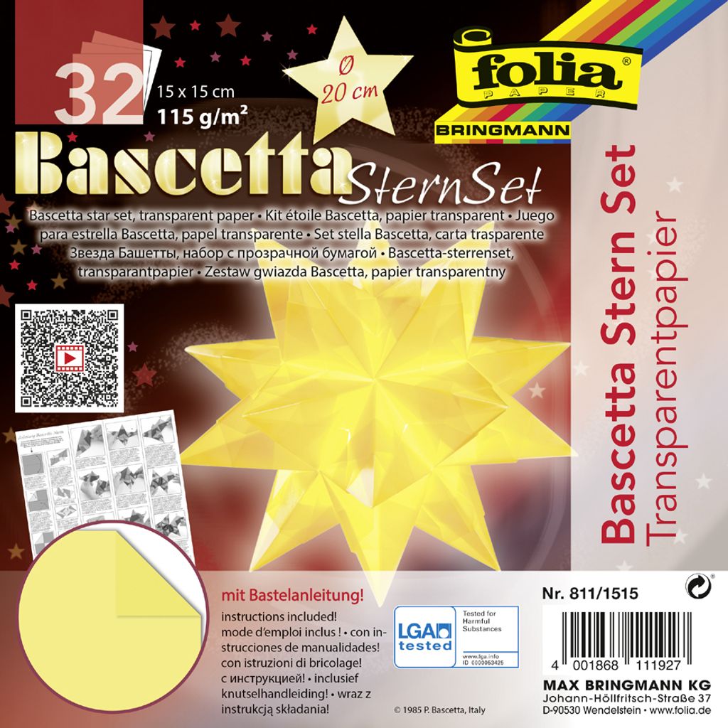 folia 811/1515 folia Faltblätter Bascetta-Stern, 150 x 150 Zdjęcie produktu 