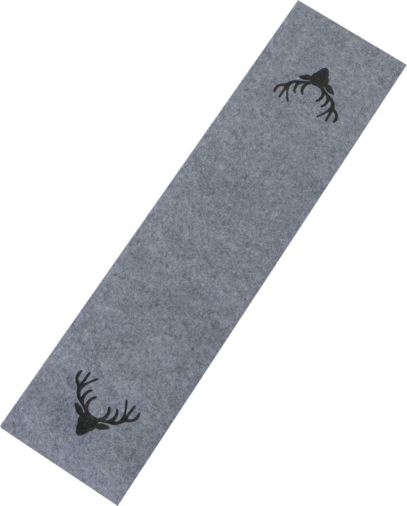 Tischläufer 'Hirschkopf', Filz 120 cm x 30 cm - grau Produktbild 