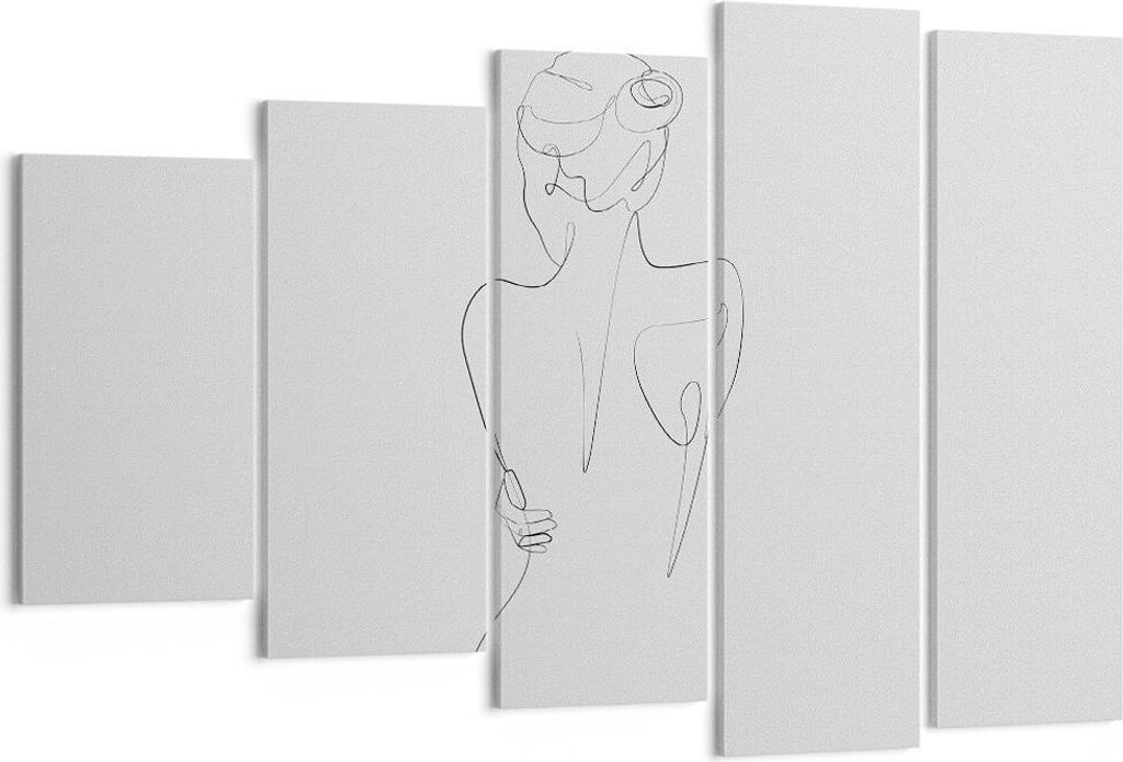 Bild auf Leinwand - Leinwandbild - 5 Teile - Körper Frau Zeichnung - 150x100cm - Wand Bild - Wanddeko - Wandbilder - Leinwanddruck - Bilder - Wand...