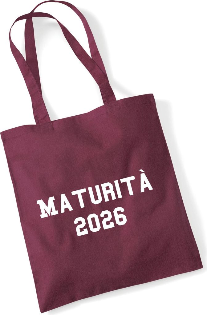 Huuraa Jutebeutel Maturità 2026 Abschluss Italien 10 Liter Burgundy Baumwolle Tasche Geschenkidee