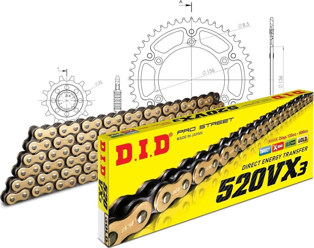 Kit Stealth (gold) GAS GAS EC250 96-96 13-49-116 DID520VX3(G&B) Clip