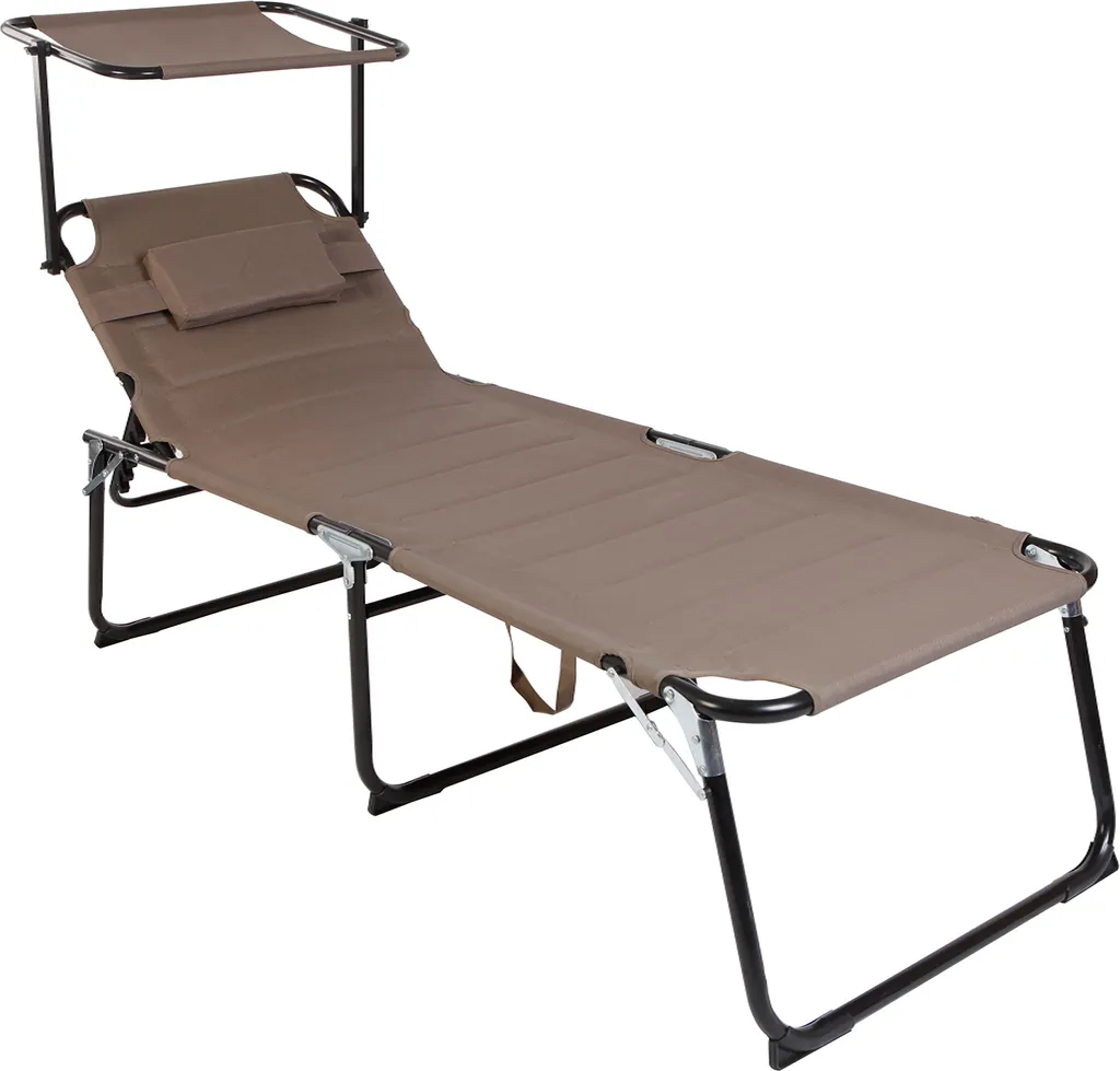 Lit de jardin XXL 200x70cm aluminium taupe idéal pour lecture au soleil