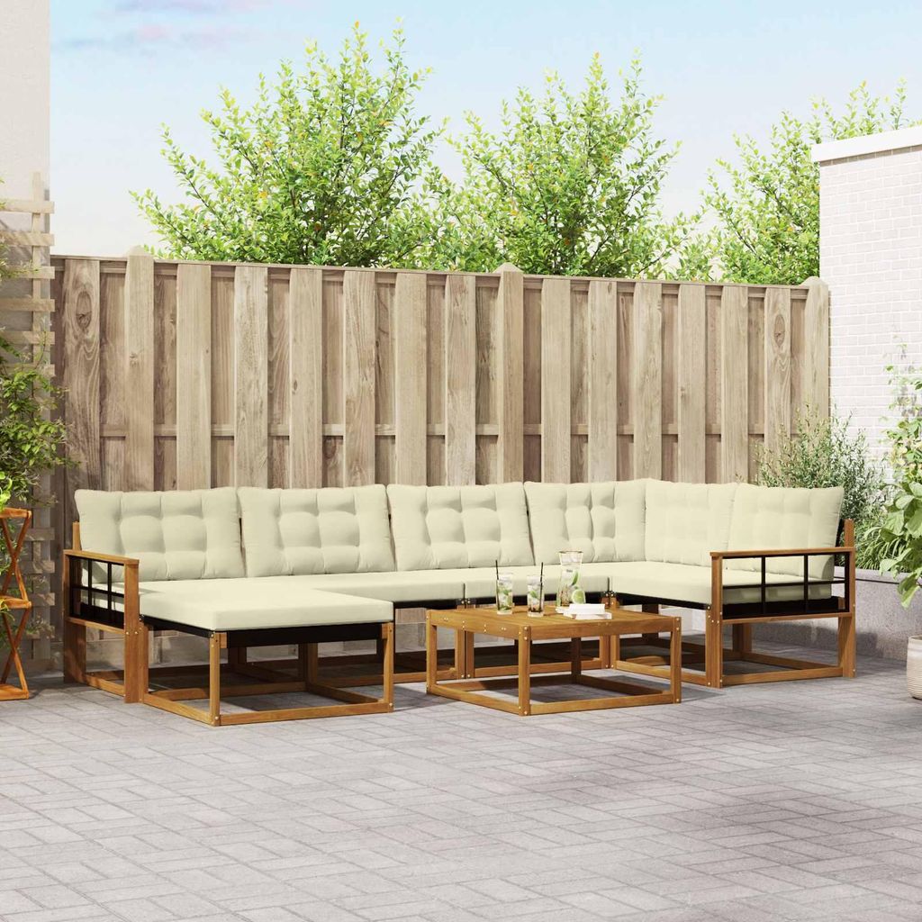 "Neues Produkt" Outdoor-Sofagarnitur ANTI-UV - CLORIS - 19 pcs - Natur und Creme Massivholz Akazie - Modern Gartensofas V881