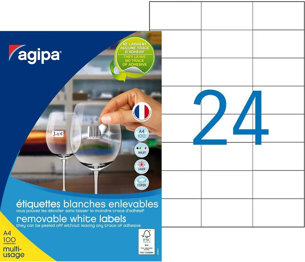 Étiquettes d'Adressage pour Envois Postaux et Logistique 70 x 37 mm Agipa