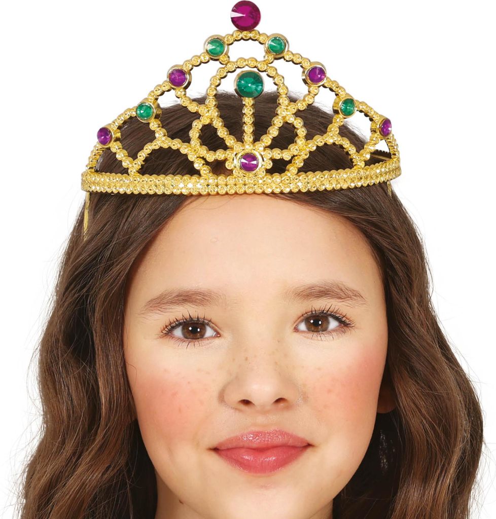 Prinzessin Diadem Karneval Krone Märchenkönigin Fasching Kinderbekleidung Rollenspiel Zubehör, Farbe: Gold