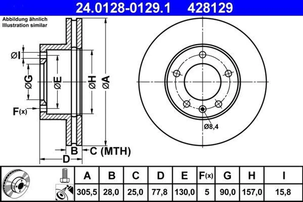Disque de frein ATE anti-vibration pour Master et Movano OE 4020600QAD